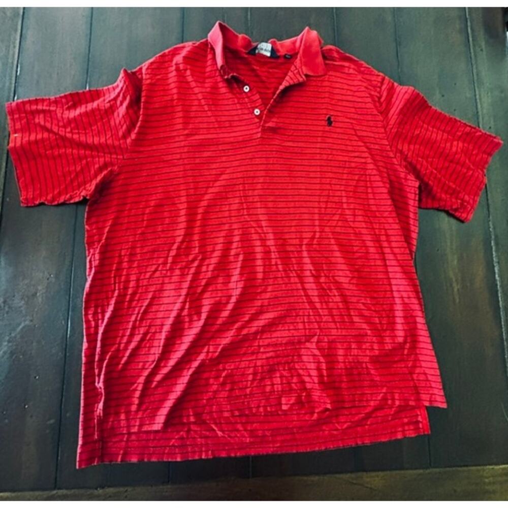 Polo‎ Golf Ralph Lauren Men’s Red Blue Striped Shirt XXL 100% Pima Cotton